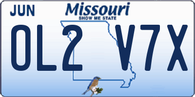 MO license plate OL2V7X