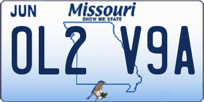 MO license plate OL2V9A