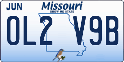 MO license plate OL2V9B