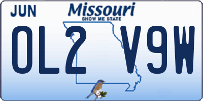 MO license plate OL2V9W