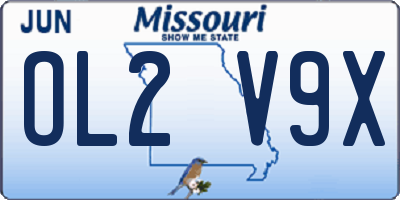 MO license plate OL2V9X