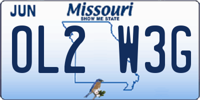 MO license plate OL2W3G