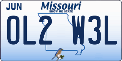 MO license plate OL2W3L