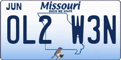 MO license plate OL2W3N