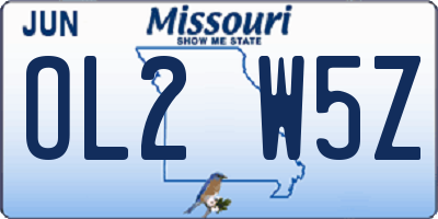 MO license plate OL2W5Z