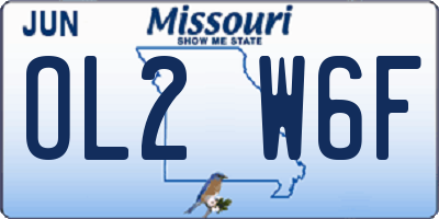 MO license plate OL2W6F