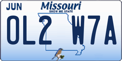 MO license plate OL2W7A