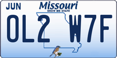 MO license plate OL2W7F