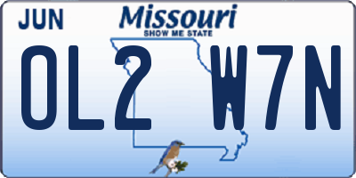 MO license plate OL2W7N