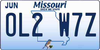 MO license plate OL2W7Z