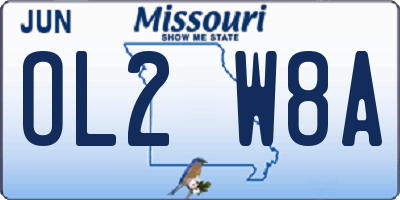 MO license plate OL2W8A