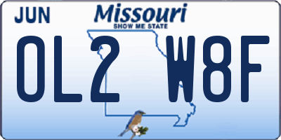 MO license plate OL2W8F