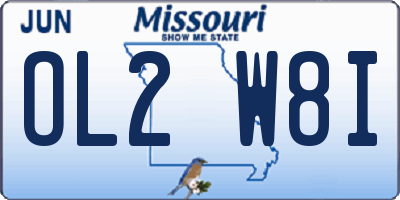 MO license plate OL2W8I