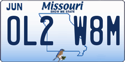 MO license plate OL2W8M