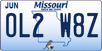 MO license plate OL2W8Z