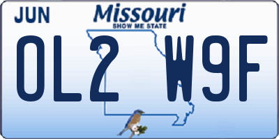 MO license plate OL2W9F