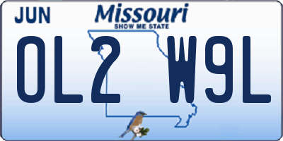 MO license plate OL2W9L