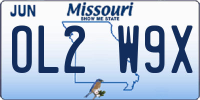 MO license plate OL2W9X