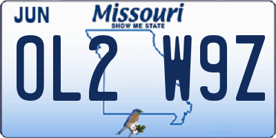 MO license plate OL2W9Z