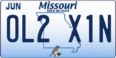 MO license plate OL2X1N