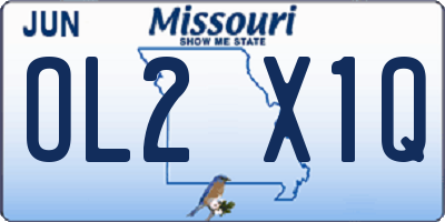 MO license plate OL2X1Q
