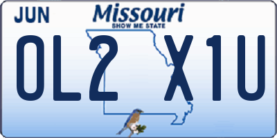 MO license plate OL2X1U