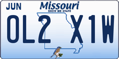 MO license plate OL2X1W