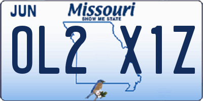 MO license plate OL2X1Z