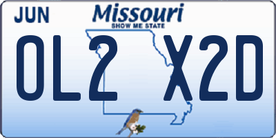 MO license plate OL2X2D