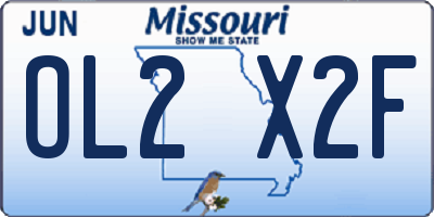 MO license plate OL2X2F