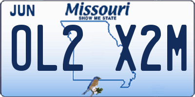 MO license plate OL2X2M