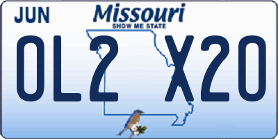 MO license plate OL2X2O