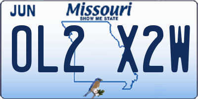 MO license plate OL2X2W
