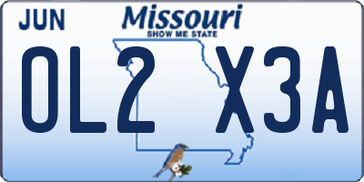 MO license plate OL2X3A