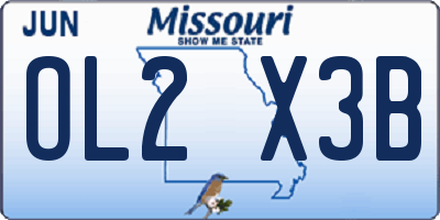 MO license plate OL2X3B