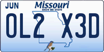 MO license plate OL2X3D