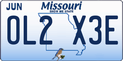 MO license plate OL2X3E