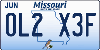 MO license plate OL2X3F