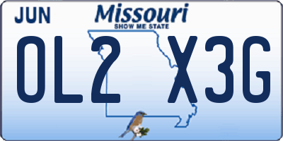 MO license plate OL2X3G