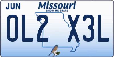 MO license plate OL2X3L