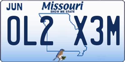 MO license plate OL2X3M