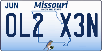 MO license plate OL2X3N