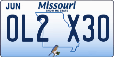 MO license plate OL2X3O