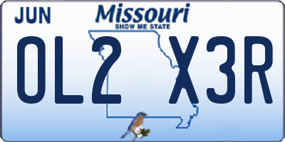 MO license plate OL2X3R