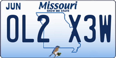 MO license plate OL2X3W