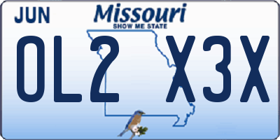 MO license plate OL2X3X