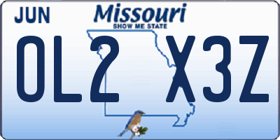 MO license plate OL2X3Z