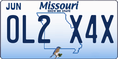 MO license plate OL2X4X