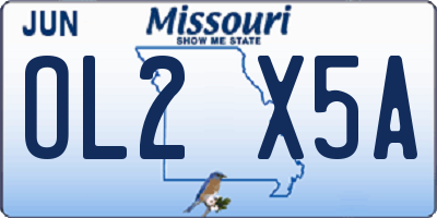 MO license plate OL2X5A