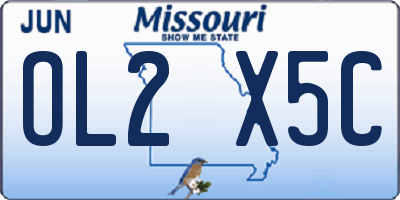 MO license plate OL2X5C